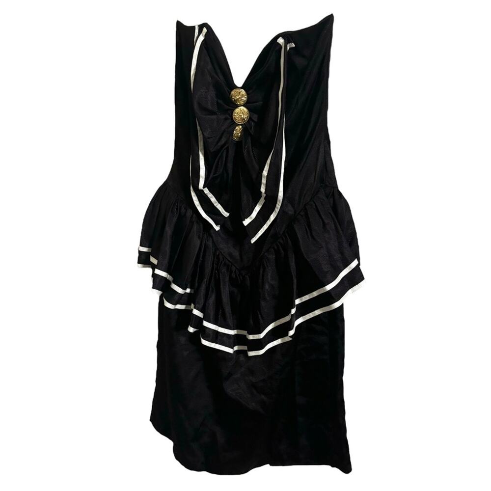 Vintage Jolie Madame‎ Sleelevess Black Button Dress Size 7/8